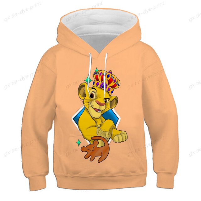 Niños y niñas Rey León diseño Sudadera con capucha primavera y otoño adolescentes animal Sudadera con capucha ropa para niños ropa deportiva130 zhangyuxiang CONDUJO