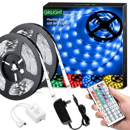 Waterproof LED Strip Lights RGB Flexible Strip Light  LED Light Strip Color Changing Kit with 44 Keys IR Remote  12V Power Supply for Indoor Outdoor Decoration price history on PriceWatchPro
