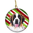 thumbnail image 1 of Saint Bernard Candy Cane Holiday Christmas Ceramic Ornament, 1 of 1
