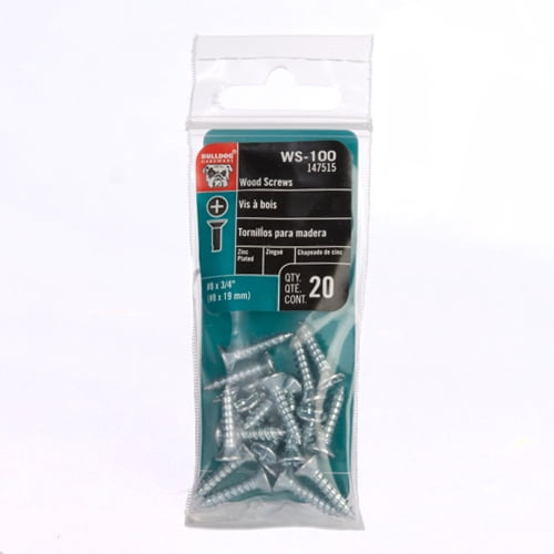 Bulldog Hardware 8 x 3/4" Wood Screws, 20pk