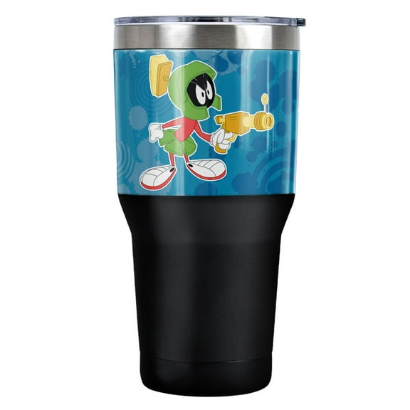 Looney Tunes Marvin Martian Circle Pattern Stainless Steel Tumbler 30 oz Coffee Travel Cup, Vacuum Insulated & Double Wall with Leakproof Sliding Lid