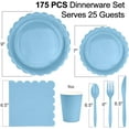 thumbnail image 6 of Inadays 175Pcs Disposable Party Supplies Includes Blue Paper Plates Cup Napkins Forks Spoons Knives, Dinnerware Set for Garden Party Birthday BBQ Baby Shower Wedding, Serve 25 Guests, 6 of 7
