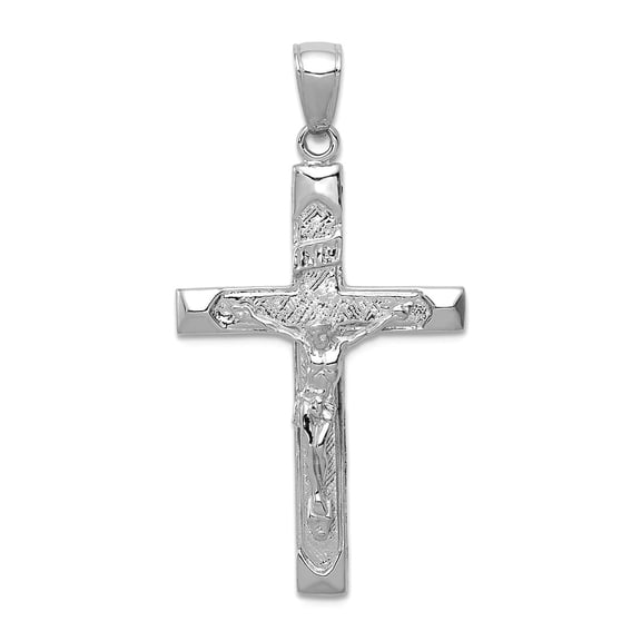 14k White Gold White Crucifix 37x20mm Wide Pendant Necklace for Women - 2.8 Grams