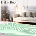 thumbnail image 2 of ODIKA 6'x9' Machine Washable Non-Slip Area Rug, Modernist Striped Parallel Zigzag Wavy Brushstroke Pathway High Traffic Rug, Green, 533405, 2 of 5