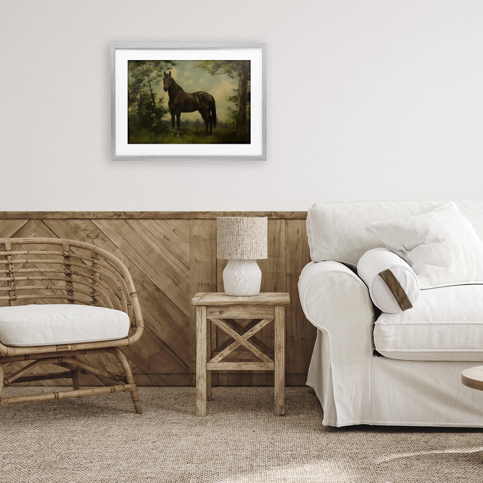 Stupell Industries Forest Horse Portrait Gray Framed Print Under Glass, design by Petal Prints Design