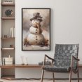 thumbnail image 3 of IDEA4WALL Framed Canvas Art Wall Decor Charming Snowman Smiling Snowman with Scarf and Top Hat Decorative Illustration Funny Retro Chic for Dorm Home Office - 24"x36" Black, 3 of 5