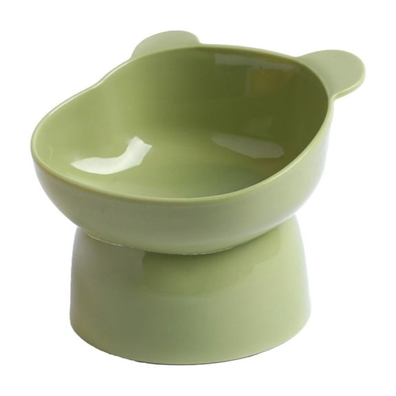 chaungfeng Slanted Elevated Cat Bowls: 5 Inch Plastic Raised Cat Food Bowl for Protecting Pet's Spine - Microwave & Dishwasher Safe - Green (1 PC)