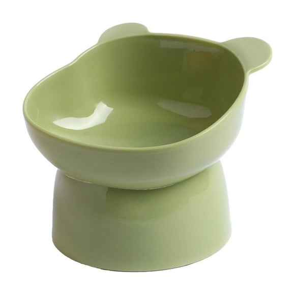 Green Plastic Cat Food Bowl Large Capacity Pet Drinking Bowl Elevated Design Protects Neck Anti Tip Over Easy To Clean For Cats Green Color