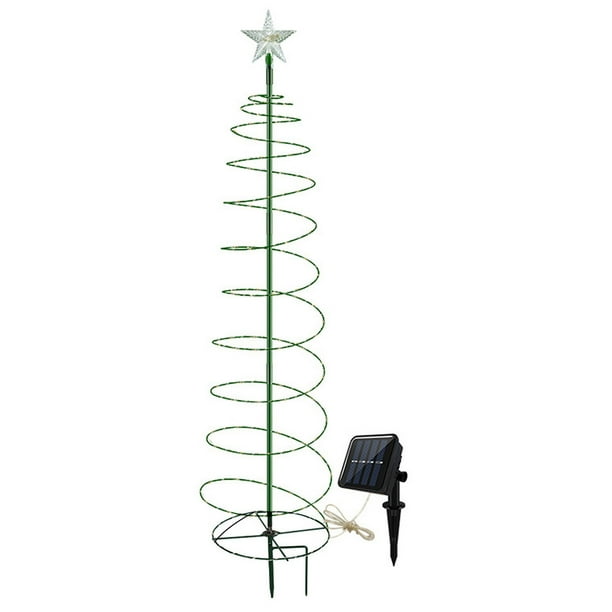 Lámpara solar de árbol de Navidad 1200 MAH Luz de paisaje de jardín de arte de hierro (luz cálida) 2 piezas