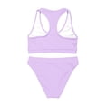 thumbnail image 3 of Minjewel Women's Backless Sports Bikini Two Piece Swimsuit,Solid Color Athletic Swimwear for Active Women with Open Back Design,Summer Beach,Light Purple,XL, 3 of 4