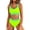Neon Green, variant on MOSHU High Waisted Womens Bikini Sets Sporty Two Piece Swimsuits for Women Color Block High Cut Bathing Suits