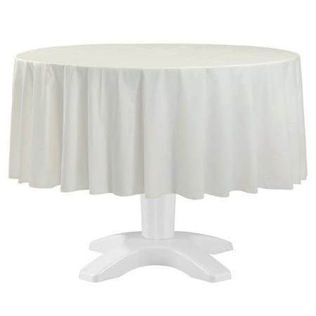 Way to Celebrate! White Plastic Round Tablecloths, 84in, 2ct