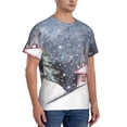 thumbnail image 2 of Bixox Men's Watercolor Winter Landscape For Christmas Printed Short Sleeve Skinny Athletic T-Shirt, 2 of 6