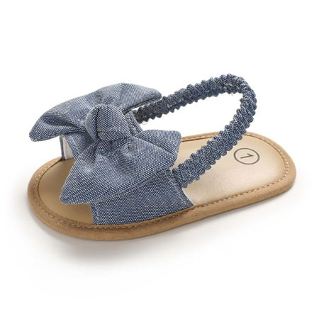 Penkiiy Baby Girls Bow Knot Sandals Cute Summer Flat Princess Shoes Infant First Walkers Summer Shoes for Toddlers for6-9 Months On Sale