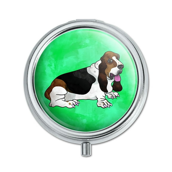 Basset Hound Green Pill Box