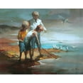 thumbnail image 2 of Haenraets, Willem 24x20 Gold Ornate Wood Framed with Double Matting Museum Art Print Titled - Boys on the beach, 2 of 4