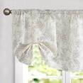 thumbnail image 3 of Curtainking Tie Up Valance Curtain 50x20 inch Grey on Beige Farmhouse Floral Printed Valance for Kitchen Bathroom Light Filtering Small Curtain Rod Pocket 1 Panel, 3 of 8