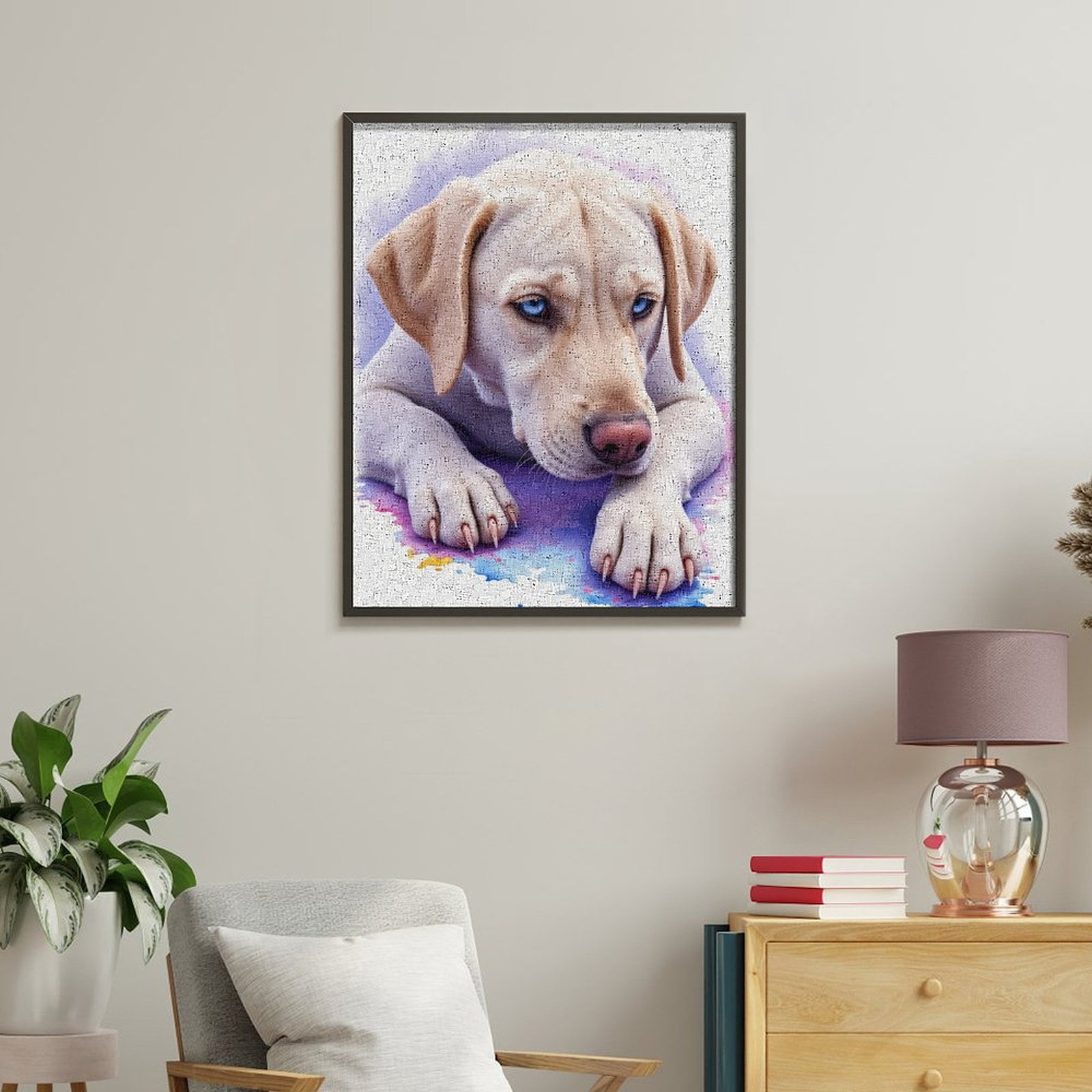 Paint By Numbers Kit for Adults Beginner - Blue Eyed Dog Art Watercolor Painting DIY Canvas Painting Kits for Adults, Frameless Paint By Number for Adults for Home Wall Decor 16x20 Inch