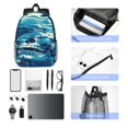 thumbnail image 6 of Rateoe Abstract Blue Skull Pattern Student Backpack Water-resistant Backpack 15-inch Laptop Backpack Lightweight Adjustable School Backpack, 6 of 6