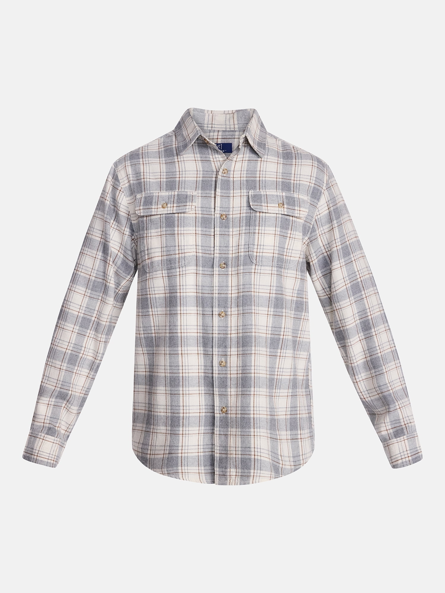 George Men's and Big Men's 100% Cotton Plaid Flannel Shirt with Long Sleeves, Sizes XS-3XL, 2XB-5XB & Tall XLT-3XLT