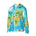 thumbnail image 2 of Fotbe World Map With Animals Landmarks Men's Women's UPF 50+ Sun Protection Jacket Hooded Cooling Shirt with Pockets Hiking Outdoor Performance-Large, 2 of 8