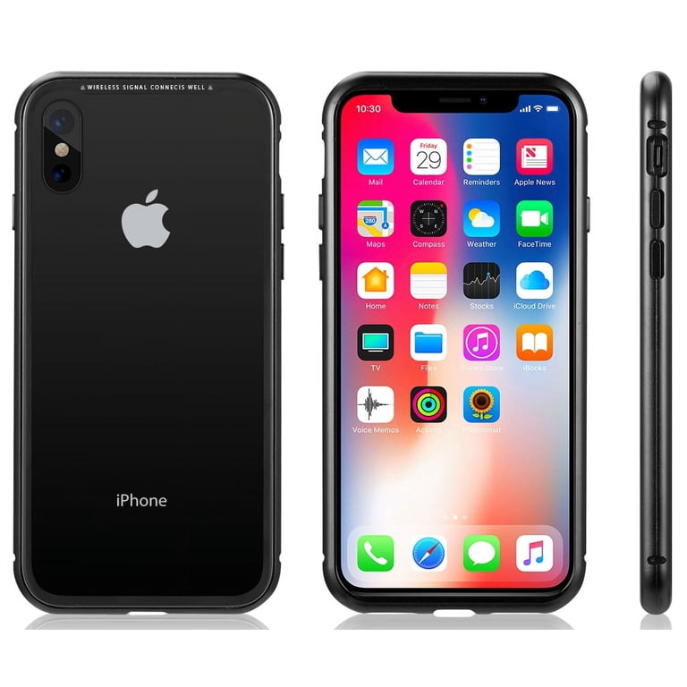 Case for iPhone X/Xs, Nakedcellphone [Black] MAGNETIC Snap-On