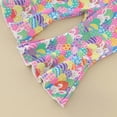 thumbnail image 7 of Kaprioy My First Easter Baby Girl Outfit Girls Clothes Rib Ruffle Short Sleeve Cartoon Rabbit Printed Romper Onesie Top Bell-Bottom Pants Headband Sets Cute Clothes, 7 of 7