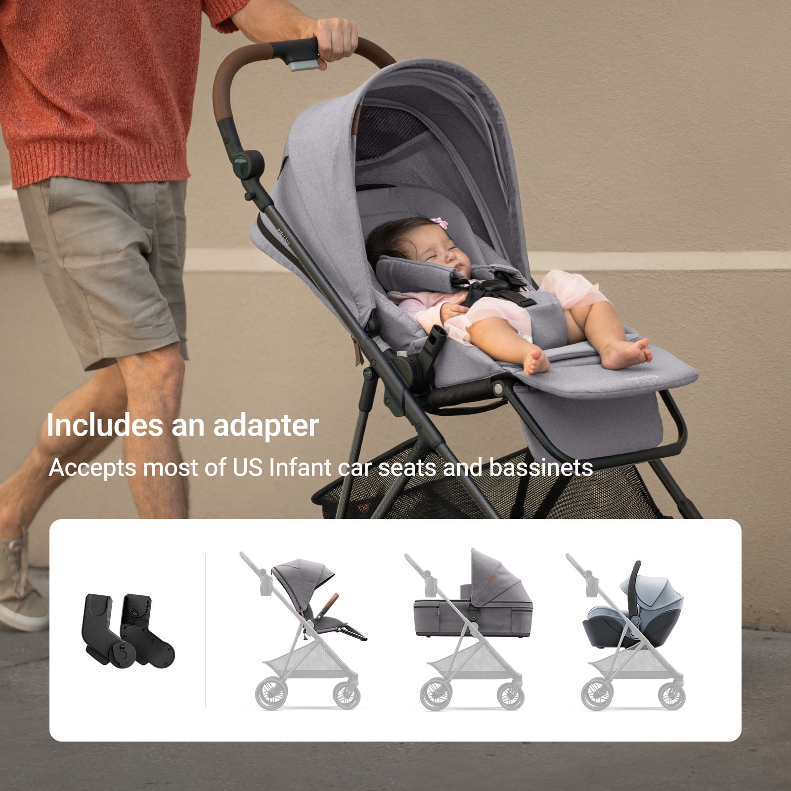 Mamazing Baby Stroller with Bassinet Air Lux Carbon Fiber Lightweight Compact Fold Reversible Seat for Infant Toddler
