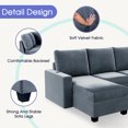 thumbnail image 4 of Sectional Sofa, 138" Modern L Shaped Couch 6 Seat Comfy Velvet Fabric Sofa with Convertible Chaise Lounge, Freely Combinable Indoor Furniture for Living Room, Apartment, Office, Grey, 4 of 9
