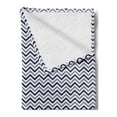 thumbnail image 2 of Navy Blue Soft Flannel Fleece Blanket, Horizontal Chevron Pattern in Nautical Colors Dashed Lines Maritime Zigzag, Cozy Plush for Indoor and Outdoor Use, 50" x 60", Navy Blue White, by Ambesonne, 2 of 5