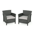 thumbnail image 4 of Noble House Anton Traditional Wicker Solid Print Club Chairs with Cushions, Gray / Silver Set of 2, 4 of 6