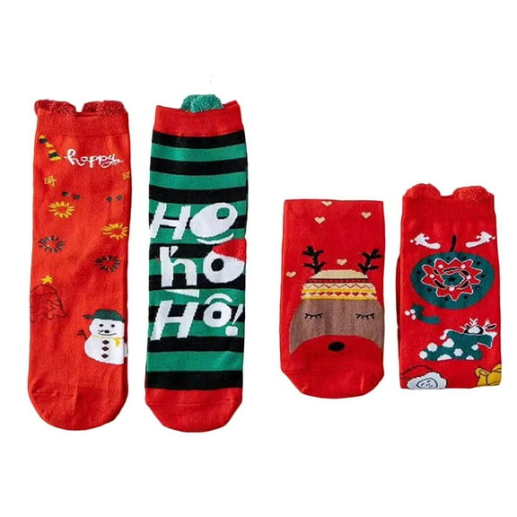 Generic Fashion Mid-Calf Socks For Ladies Fashion-Forward Women'S Ankle Socks Christmas Socks Gift Set 4 Pairs Of Festive Patterned Comfortable Cotton Socks Unisex Gift