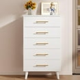 thumbnail image 6 of Aiho 5 Drawer Dresser, Tall Chest of Drawers Nightstand Storage Tower Storage Wooden Dresser for Living Room, Bedroom, Hallway - White, 6 of 9