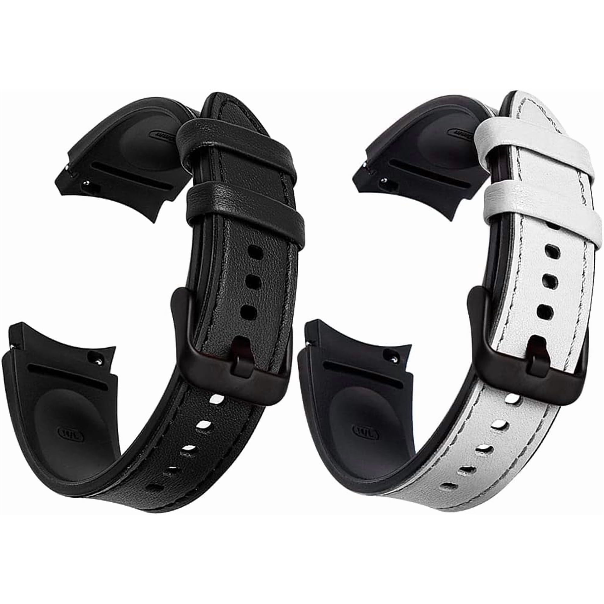 Tianle 2 Pack Watch Band Compatible for Samsung Galaxy Watch 6 40mm 44mm /Galaxy Watch 6 Classic 43mm 47mm Band, 20mm Quick Release Genuine Leather Hybrid Silicone Wristband for Galaxy Watch 6 5 4