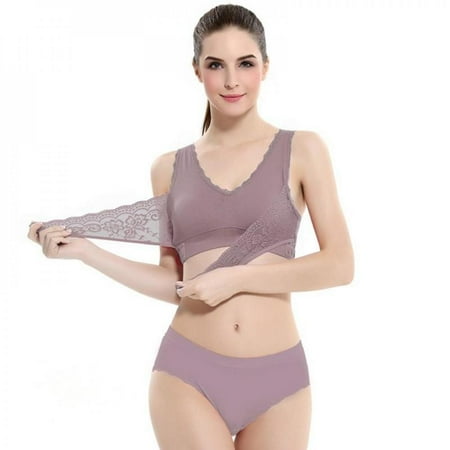 

Cross Side Buckle Sports Underwear Set Women s Shock-proof And Anti-sagging Gather-back Shaped Vest-style Bra Without Steel Ring Dark Purple L