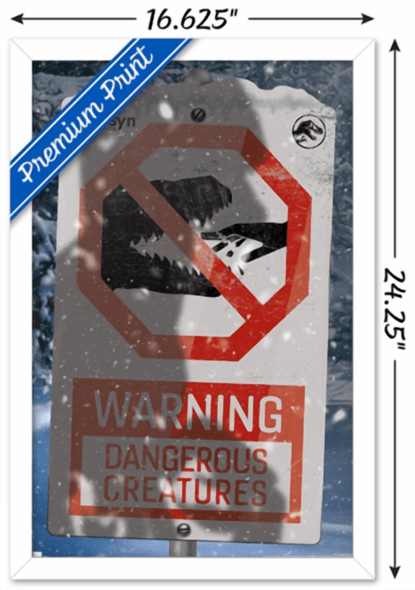 Jurassic World: Dominion - Warning Sign Logo Wall Poster, 14.725" x 22.375" Framed