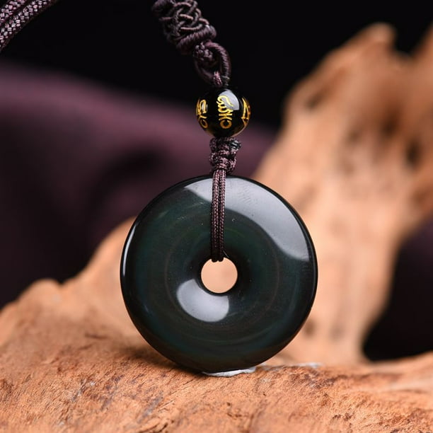 Joyas para collar con colgante de cristal de obsidiana dorada colorida de Ujin Ice 7A