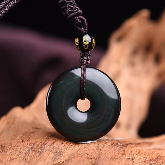 Joyas para collar con colgante de cristal de obsidiana dorada colorida de Ujin Ice 7A