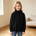 thumbnail image 5 of Husipze Kids Turtleneck Knit Sweater Ligthweight Long Sleeve Solid Cozy Knit Classic Casual Warm Pullover Black 1-2 Years, 5 of 8