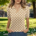 thumbnail image 5 of VBVC Women's Polka Dot Collared Shirt,Short Sleeve V-Neck Top For Women,Ladies Summer Stretchy Breathable Blouse,Khaki,S-2XL, 5 of 6
