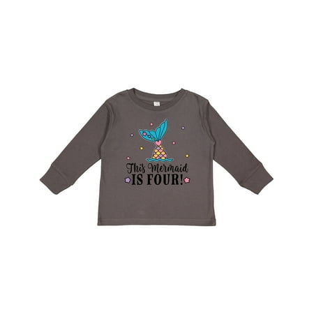 

Inktastic 4th Birthday Mermaid Tail Girls Gift Toddler Toddler Girl Long Sleeve T-Shirt