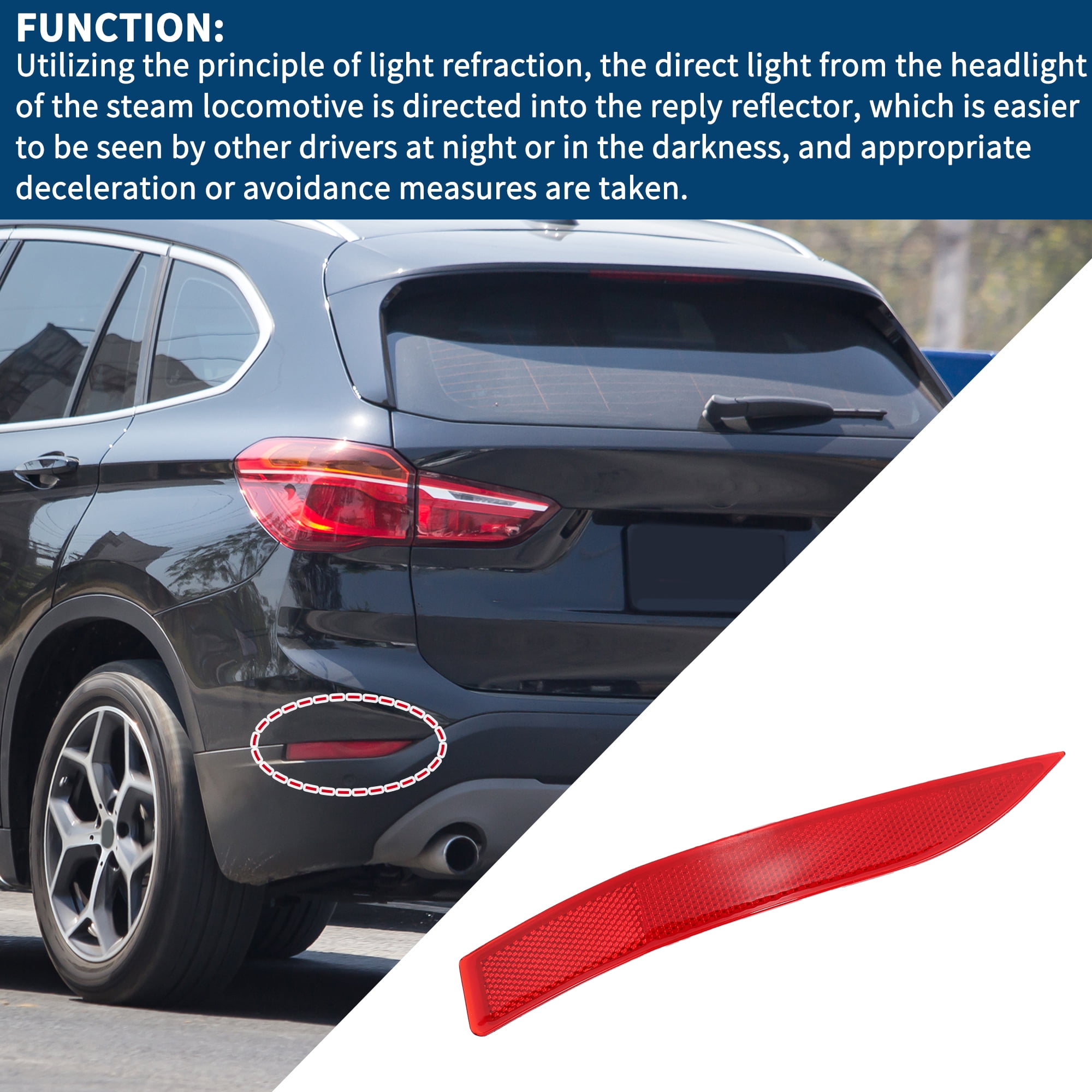 Unique Bargains No.61617355547 Bumper Reflector for BMW X1 2016-2019 Rear Left