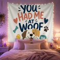 thumbnail image 2 of Cartoon Puppy Face With Ears Wide Smiling Mouth, Inspirational Illustration for Quote Lovers, Typography Wall Art, Valentine's Day Gift, Tapestry Wall Hanging for Bedroom and Dorm, 2 of 7