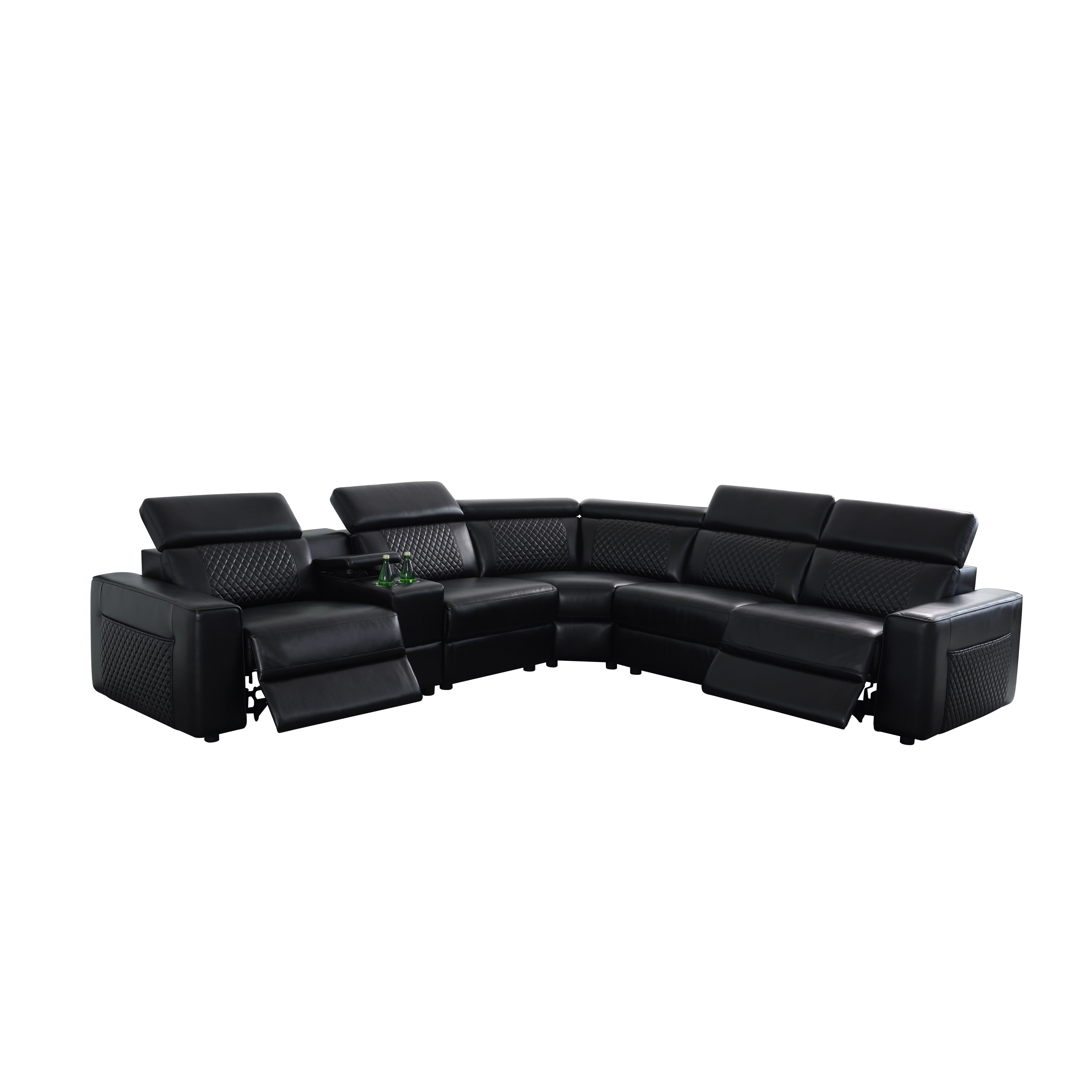 MAYEERTY Oversized Power Recliner Sectional Sofa, L-Shape Corner Couch with Bluetooth Speaker, USB Port, Wireless Charging & Cup Holders, Semi PU Leather for Home Theater, Living Room