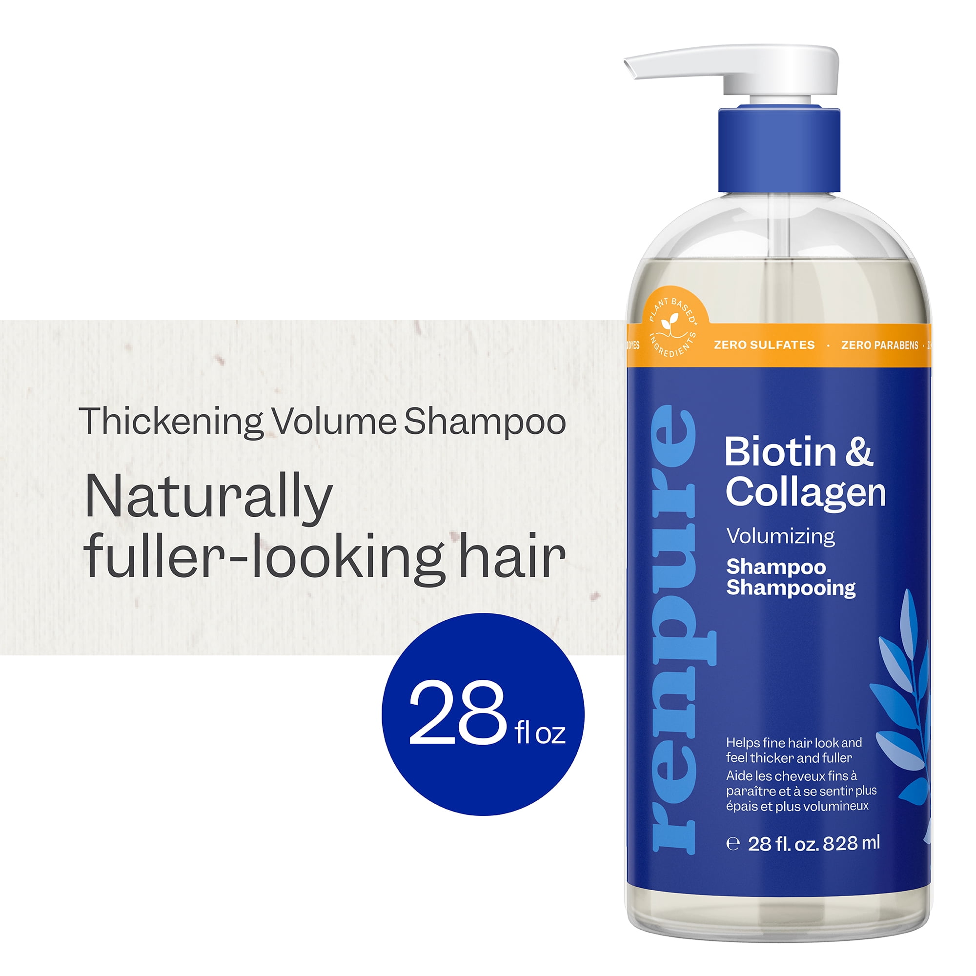 Renpure Biotin & Collagen Thickening Shampoo, for All Hair Types, 28 fl oz