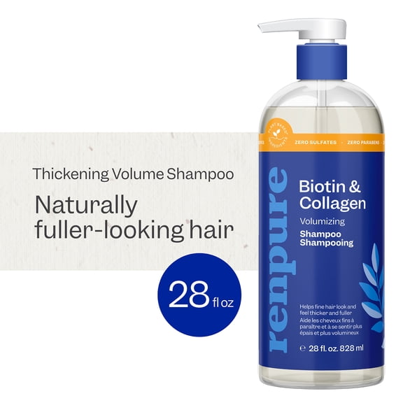 Renpure Biotin & Collagen Thickening Shampoo, for All Hair Types, 28 fl oz