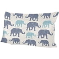 thumbnail image 4 of Elephants On White Velvet Oblong Lumbar Plush Throw Pillow Cover/Shams Cushion Case - 20x30in - Decorative Invisible Zipper Design for Couch Sofa Pillowcase Only, 4 of 7