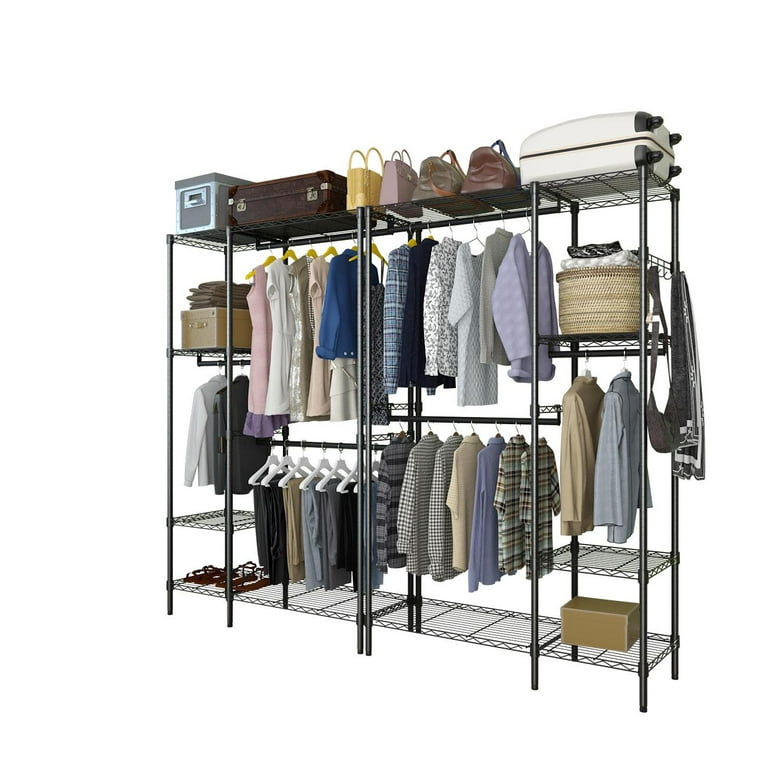 Ktaxon Clothes Rack, Heavy Duty Garment Rack, Freestanding Closet Storage  Organizer Portable Metal Wardrobe with 2 Drawers, 2 Hanger Rods, 8 Shelves