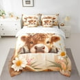 thumbnail image 2 of jejeloiu Farmhouse Highland Cattle 7-Piece Twin Bedding Sets,Countryside Floral Flower Bedding Comforter Set,Cute Daisy Blossom Sheet Sets For Teens,Super Cozy Room Decor Reversible, 2 of 8
