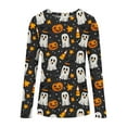 thumbnail image 2 of Halloween Shirts for Women Long Sleeve T-Shirts Pullover Tops Fall Long Sleeve Casual Blouses Cute Funny Halloween Printed Sweatshirt Women's Costumes, 2 of 4